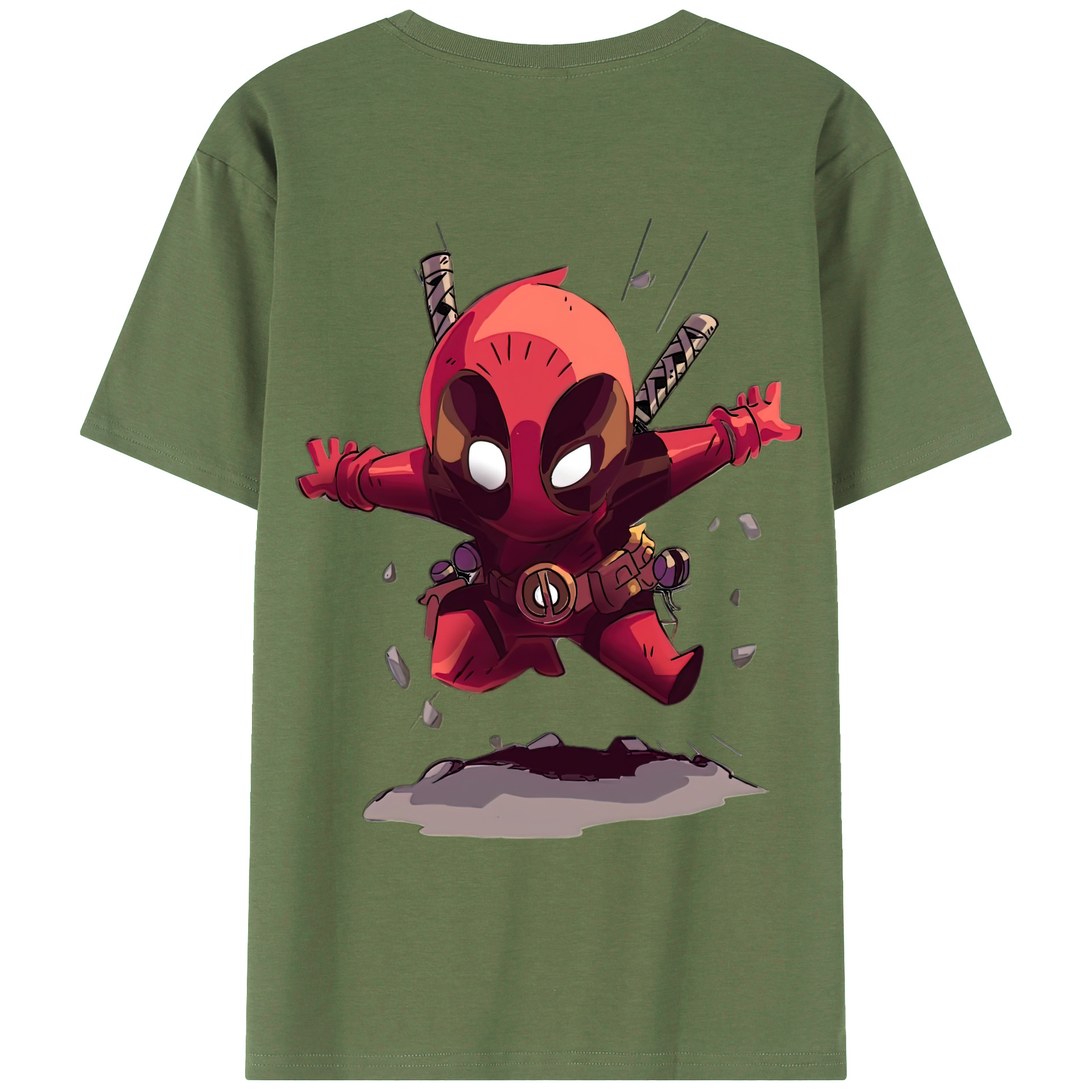（画像用） Deadpool デッドプール 綿100％ メンズ半袖Tシャツ（バックプリント） 通気性